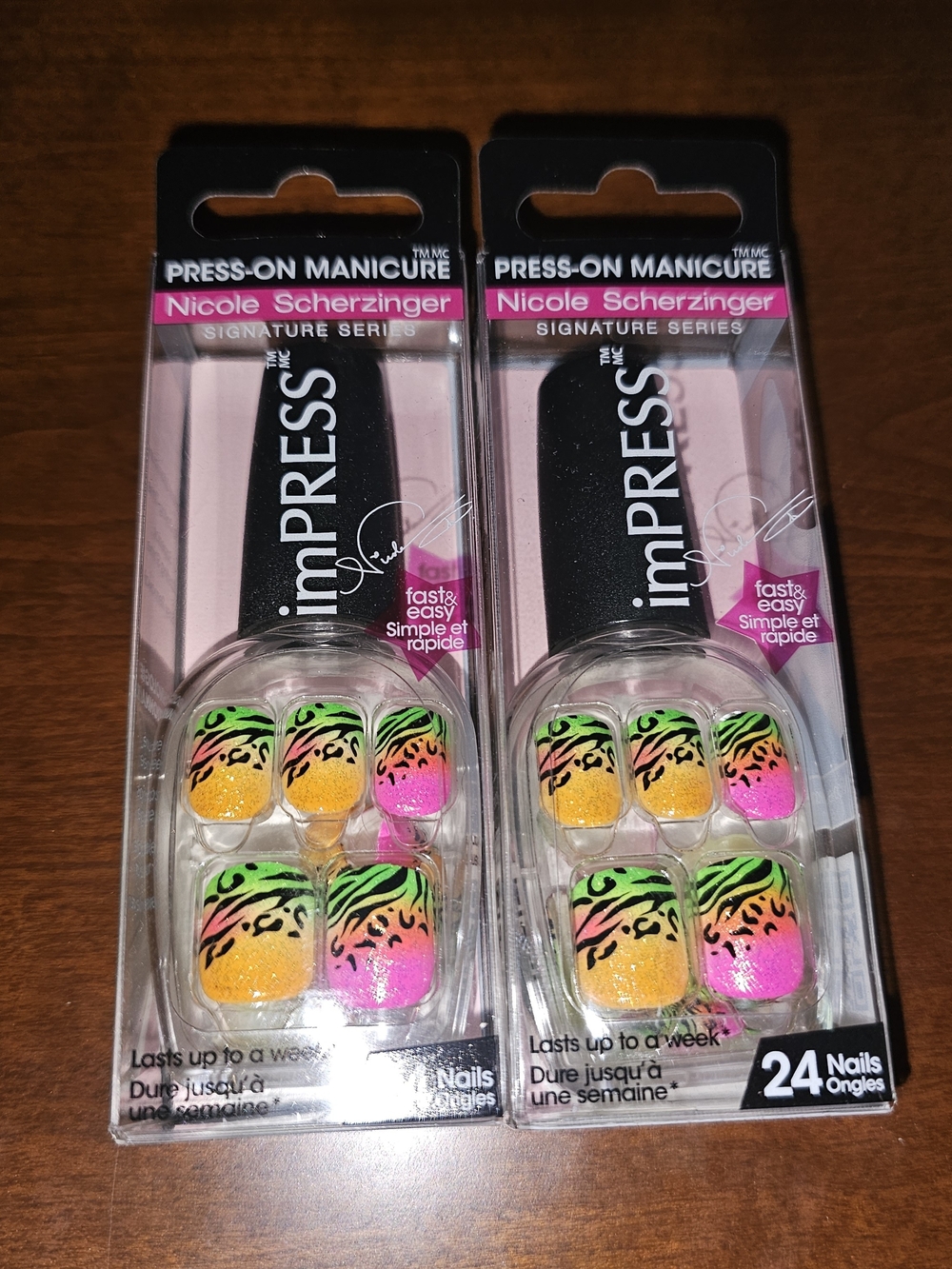 imPRESS Nicole Scherzinger Neon Green Yellow Pink Zebra Print Press-On Nails